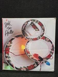 lot 3080 image: Deck The Halls Dinner Set Poinsettia & Holly wBox TIENSHAN (Incomplete)