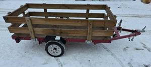 lot 2997 image: Lightweight 1200lb. Capacity HAULMASTER Foldable Utility Trailer