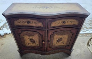 lot 3091 image: Seven Seas by Hooker Furniture Fruitwood Floral Decorated Chest Storage Cabinet