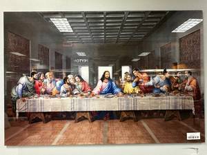 lot 27 image: Ethnic Last Supper Floating Glass Art Museum Quality 60x40