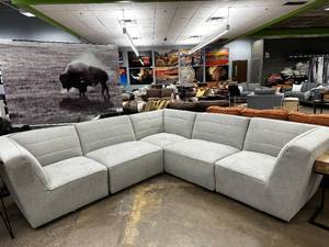 lot 4 image: NEW IN BOX Millenium 5-Piece L-Sectional  Deep Seating, Fully Padded Frame, Soft Easy-Clean Fabric