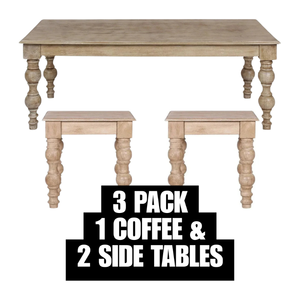 lot 28 image: NEW OUT OF BOX 3 Pack French Country Coffee Table & 2 Side Tables - Really Cool Living