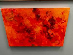 lot 60 image: Abstract Red & Orange Canvas Painting  36  24