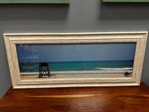lot 62 image: Framed Beach Scene Photograph  41  17