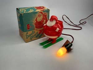 lot 106 image: Rosbro Hard Plastic Skiing Santa Glows Light with Box