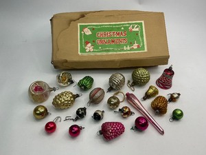 lot 110 image: Antique Mini Christmas Ornaments with Box