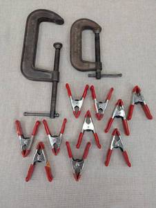 lot 62 image: Set of C-Clamps and Spring Clamps