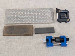 lot 86 image: Knife Sharpening Kit with Stones and Accessories