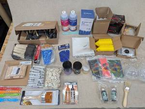 lot 92 image: Assorted Crafting Supplies and Epoxy Resin Set