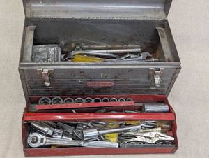 lot 132A image: Craftsman Metal Toolbox with Mixed Hand Tools