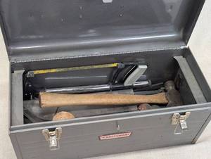 lot 132B image: Craftsman Metal Toolbox with Assorted Hand Tools