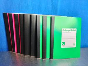 lot 21 image: 9 X College Ruled Composition Notebooks.