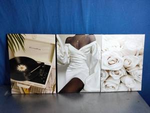 lot 22 image: 3 Piece Black Woman Wall Art on Canvas