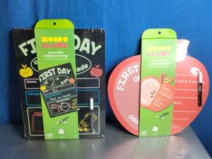 lot 36 image: tTwo First Day of School Reversible Chalkboard Signs