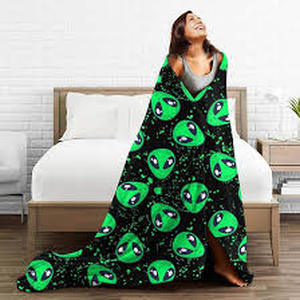 lot 7 image: Brand New Alien Blanket Gift for Kids, Cute and Funny Green Alien Ultra Soft