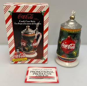 lot 21 image: Coca-Cola Candy Cane Stein (NIB)
