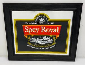 lot 22 image: 20 12 x 24 12 SPEY ROYAL Scotch Whiskey Framed Mirror
