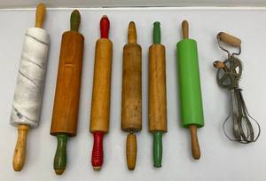 lot 57 image: Misc. Vintage Rolling Pins Including Marble And More