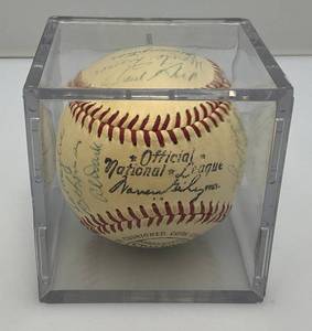 lot 82 image: 1954 New York Giants Autographed Ball With 26 Signatures In Protective Case