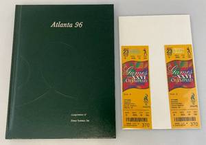 lot 86 image: Set Of Tickets From 1996 Games Of The XXVI Olympiad Baseball Game In Protective Sleeve And 1996 Atlanta Hardcover Book