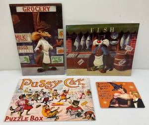 lot 110 image: Misc. Collectible Tin Signs Including Looney Tunes, Sylvester The Cat, Wiley The Coyote And More Most 12 x 15
