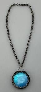 lot 111 image: 1920s Art Sterling Silver Morpho Butterfly Wing Pendant With Chain