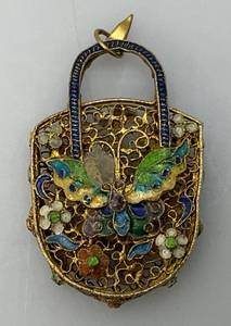 lot 112 image: Vintage Cloisonne Butterfly Adorned Charm 58 x 1 34