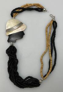 lot 116 image: Vintage Large Art Deco Necklace With Female Silhoette (Cast Needs Repair)