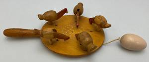 lot 143 image: Vintage Wooden Chicken Pecking Toy 9