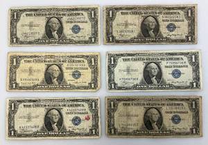 lot 151 image: 1935 A Silver Certificates 1 Dollar Blue Seal