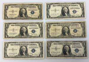 lot 155 image: 1935 D Silver Certificates 1 Dollar Blue Seal