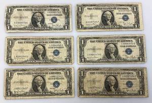 lot 156 image: 1935 D Silver Certificates 1 Dollar Blue Seal