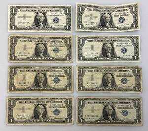 lot 161 image: 1957 Series And 1 1957 A Silver Certificates 1 Dollar Blue Seal