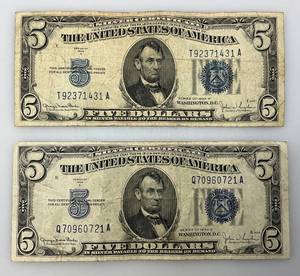 lot 164 image: 1934 D (5 Dollar) Blue Seal Silver Certificates