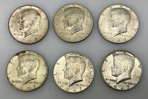 lot 178 image: 1967 40% Silver Kennedy Half Dollars