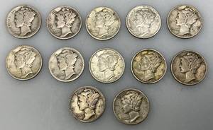 lot 185 image: Group Of misc. 90% Silver Mercury Dimes