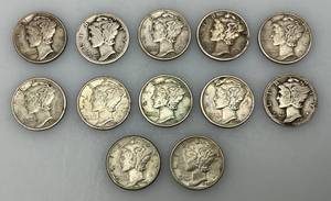 lot 189 image: Group Of misc. 90% Silver Mercury Dimes