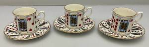 lot 220 image: Vintage Poker Adorned Tea Cups And Saucers
