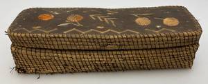 lot 246 image: Est. $155.00 - $325.00 Antique Native American Birch Back And Porcupine Quill Trinket Box  9 L x 2 12 H x 3 W