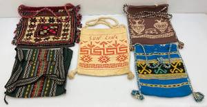 lot 247 image: Misc. Boho Shoulder Bags Handmade Hand Woven Spun Rayon Athens Greece Totes