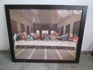lot 554 image: Wood framed pic of The Last Supper...