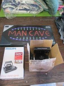 lot 627 image: LED Man Cavr wall sign and other mi...