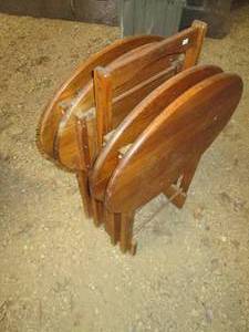 lot 512 image: 4pc Wood TV tray set with stand...