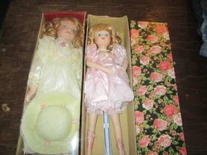 lot 808 image: 2 Vintage Porcelain Dolls...