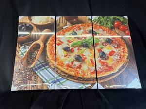 lot 7 image: 3-Panel Pizza Print Canvas Wall Art Set
