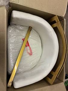 lot 10 image: White Barrel Accent Chair with Gold Metal Frame