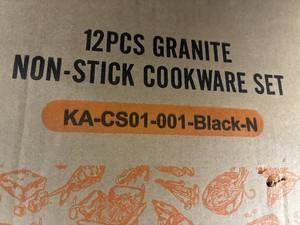 lot 17 image: 12-Piece Granite Non-Stick Cookware Set - New in Box