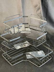 lot 38 image: Set of 3 Black Metal Corner Shower Caddies