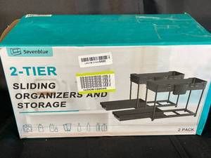 lot 71 image: Sevenblue 2-Tier Sliding Organizers and Storage, 2 Pack