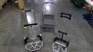 lot 393 image: Step stool, folding 2 wheelers